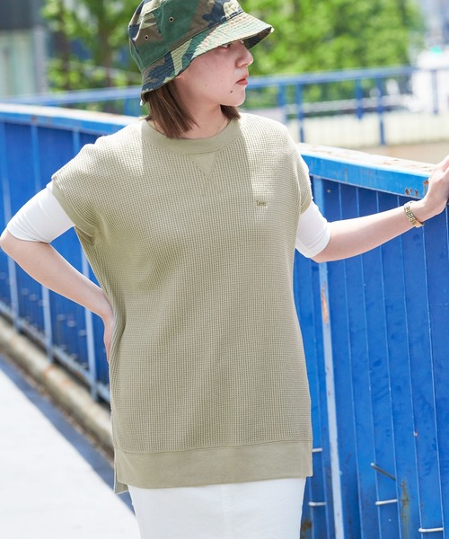 Lee（リー）の「Lee/リー THERMAL SLEEVELESS TEE ロゴ刺繍サーマルスリーブレスTシャツ（レディース）（Tシャツ/カットソー・レディース・グリーン系その他/ホワイト/ブラック/ブラウン・FREE）」の4枚目の写真