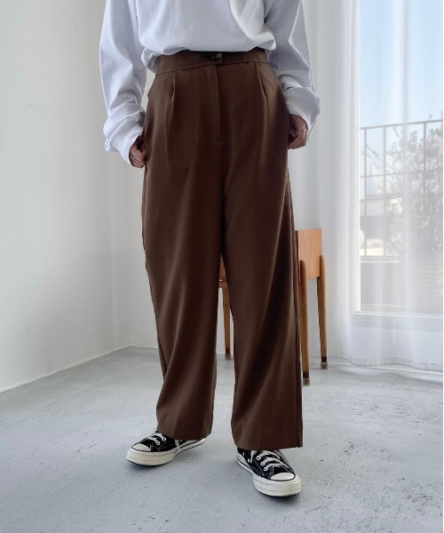 flaner（フラネ）の「ハイウエストストレートパンツ【セットアップ可】（その他パンツ・レディース・ブラウン・SMALL/MEDIUM）」の8枚目の写真