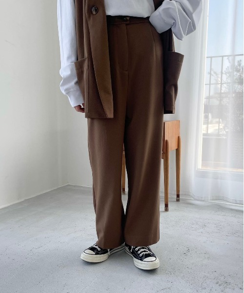 flaner（フラネ）の「ハイウエストストレートパンツ【セットアップ可】（その他パンツ・レディース・ブラウン・SMALL/MEDIUM）」の14枚目の写真