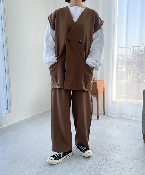 flaner（フラネ）の「ハイウエストストレートパンツ【セットアップ可】（その他パンツ・レディース・ブラウン・SMALL/MEDIUM）」の22枚目の写真