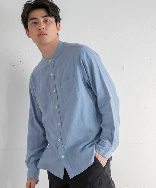 coen(コーエン)の「ダブルガーゼバンドカラーシャツ(シャツ/ブラウス・メンズ・ホワイト/ライトブルー・LARGE/MEDIUM/SMALL/X-LARGE)」の17枚目の写真