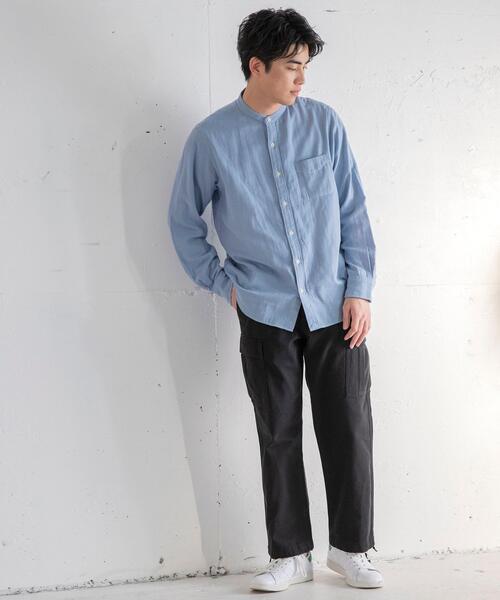 coen(コーエン)の「ダブルガーゼバンドカラーシャツ(シャツ/ブラウス・メンズ・ホワイト/ライトブルー・LARGE/MEDIUM/SMALL/X-LARGE)」の18枚目の写真