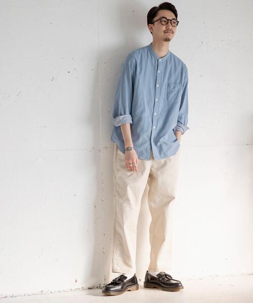 coen(コーエン)の「ダブルガーゼバンドカラーシャツ(シャツ/ブラウス・メンズ・ホワイト/ライトブルー・LARGE/MEDIUM/SMALL/X-LARGE)」の21枚目の写真