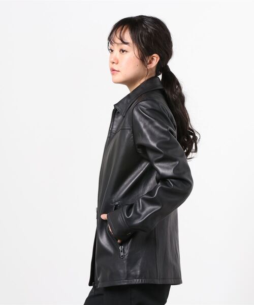 VANQUISH（ヴァンキッシュ）の「TIGHT FIT Lamb Leather TRACKER RIDERS JACKET ＊（ライダースジャケット・メンズ・ブラック・S/M/L）」の4枚目の写真