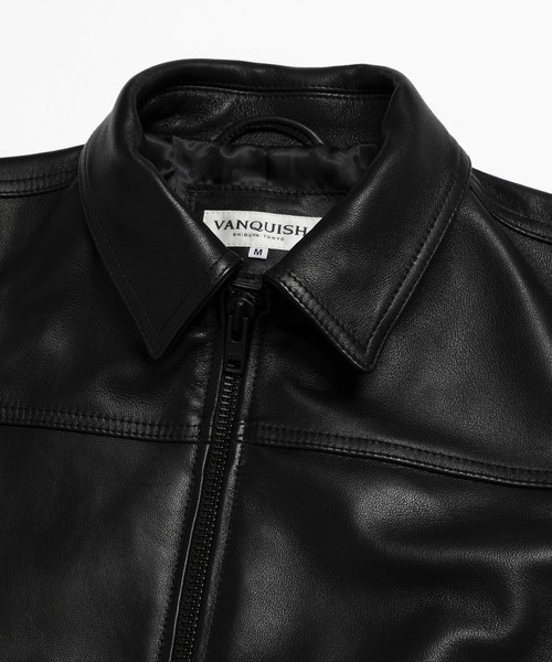 VANQUISH（ヴァンキッシュ）の「TIGHT FIT Lamb Leather TRACKER RIDERS JACKET ＊（ライダースジャケット・メンズ・ブラック・S/M/L）」の2枚目の写真