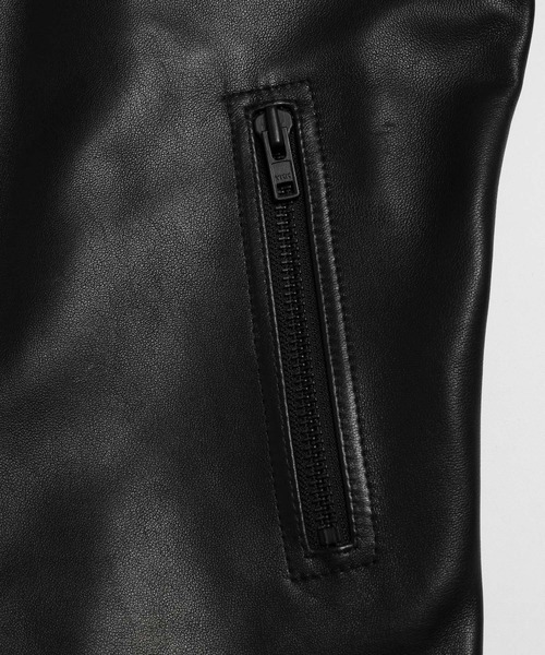 VANQUISH（ヴァンキッシュ）の「TIGHT FIT Lamb Leather TRACKER RIDERS JACKET ＊（ライダースジャケット・メンズ・ブラック・S/M/L）」の9枚目の写真