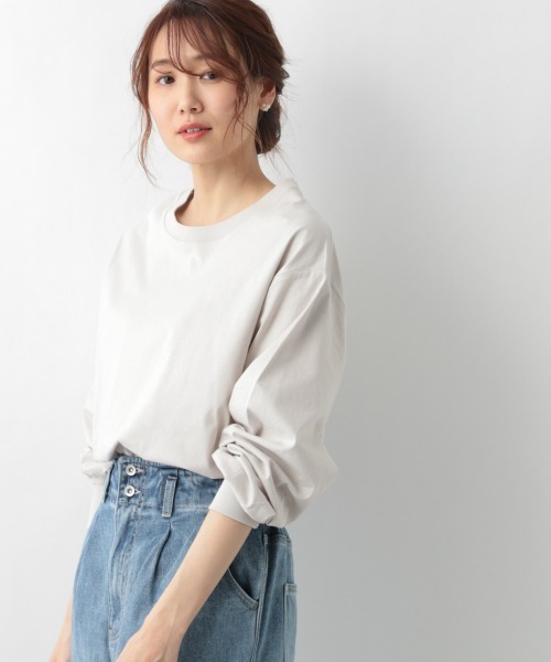 GLOBAL WORK(グローバルワーク)の「オーガニックソデフワT長袖/930734(Tシャツ/カットソー・レディース・その他/グレー系その他/ブラック/ダークブラウン/アイボリー/ホワイト・LARGE/MEDIUM)」の3枚目の写真