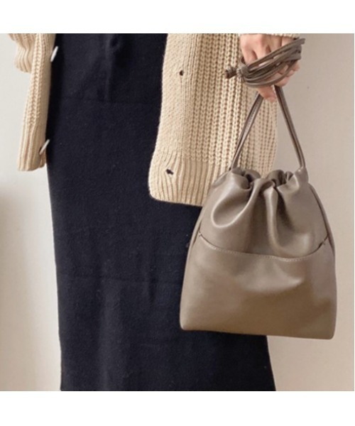 LAC-VERT（ラック・ヴェール）の「【LAC VERT/ラック・ヴェール】巾着スモールバッグ（ショルダーバッグ・レディース・ベージュ/カーキ/ブラック・FREE）」の7枚目の写真