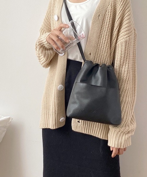 LAC-VERT（ラック・ヴェール）の「【LAC VERT/ラック・ヴェール】巾着スモールバッグ（ショルダーバッグ・レディース・ベージュ/カーキ/ブラック・FREE）」の21枚目の写真