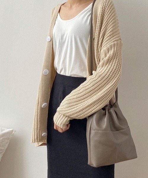 LAC-VERT（ラック・ヴェール）の「【LAC VERT/ラック・ヴェール】巾着スモールバッグ（ショルダーバッグ・レディース・ベージュ/カーキ/ブラック・FREE）」の18枚目の写真