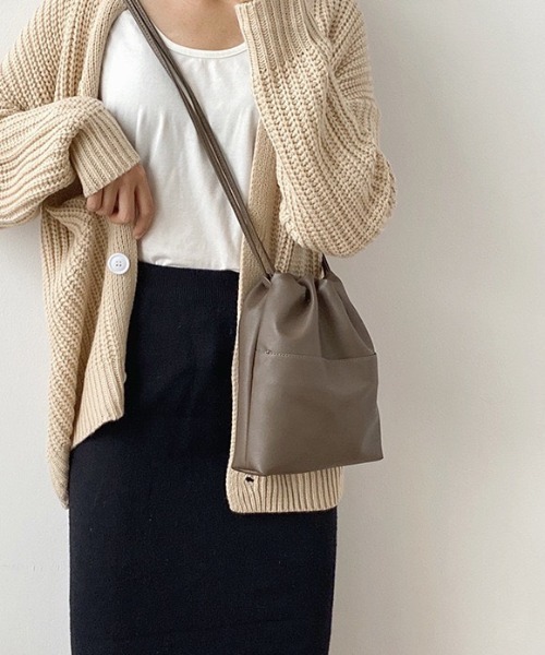 LAC-VERT（ラック・ヴェール）の「【LAC VERT/ラック・ヴェール】巾着スモールバッグ（ショルダーバッグ・レディース・ベージュ/カーキ/ブラック・FREE）」の17枚目の写真