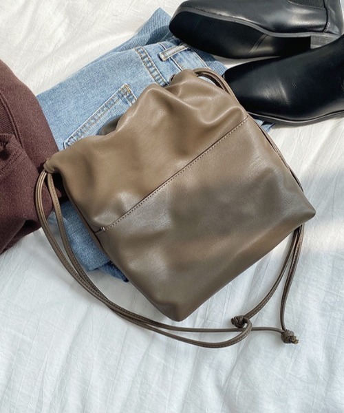 LAC-VERT（ラック・ヴェール）の「【LAC VERT/ラック・ヴェール】巾着スモールバッグ（ショルダーバッグ・レディース・ベージュ/カーキ/ブラック・FREE）」の14枚目の写真