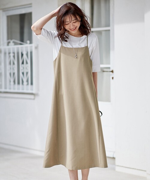J.PRESS(ジェイプレス)の「【洗える】キャミワンピース+カットソー ツインセット(セットアップ・レディース・ブラック系/ブラウン系/ネイビー系・T13/T15)」の1枚目の写真