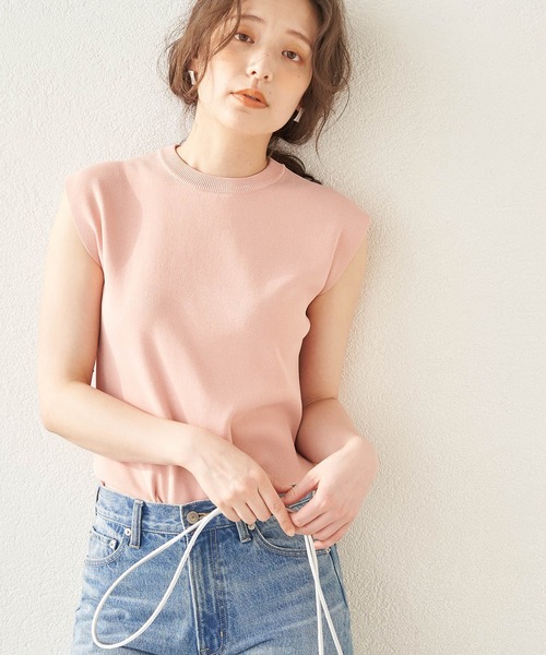 ROPE' PICNIC(ロペピクニック)の「【接触冷感・UVカット】ゼロスリーブニットプルオーバー(ニット/セーター・レディース・ブルー系その他4/オレンジ系その他/クリーム/ブラック/オフホワイト/ベージュ/ピンク・38)」の6枚目の写真