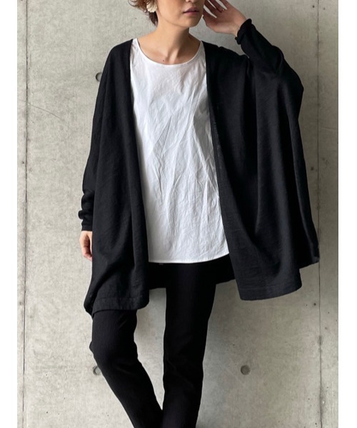BEARDSLEY（ビアズリー）の「リネンヒラヒラハオリ（カーディガン/ボレロ・レディース・ブラック/サンドベージュ・FREE）」の2枚目の写真