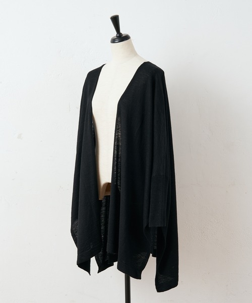 BEARDSLEY（ビアズリー）の「リネンヒラヒラハオリ（カーディガン/ボレロ・レディース・ブラック/サンドベージュ・FREE）」の4枚目の写真