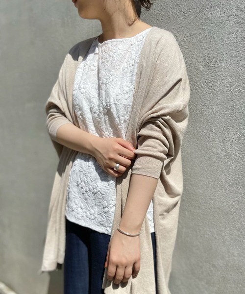 BEARDSLEY（ビアズリー）の「リネンヒラヒラハオリ（カーディガン/ボレロ・レディース・ブラック/サンドベージュ・FREE）」の14枚目の写真