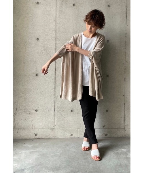 BEARDSLEY（ビアズリー）の「リネンヒラヒラハオリ（カーディガン/ボレロ・レディース・ブラック/サンドベージュ・FREE）」の15枚目の写真