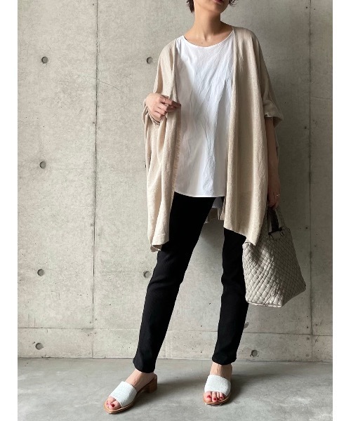 BEARDSLEY（ビアズリー）の「リネンヒラヒラハオリ（カーディガン/ボレロ・レディース・ブラック/サンドベージュ・FREE）」の19枚目の写真