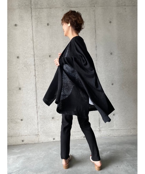 BEARDSLEY（ビアズリー）の「リネンヒラヒラハオリ（カーディガン/ボレロ・レディース・ブラック/サンドベージュ・FREE）」の17枚目の写真