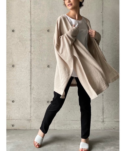 BEARDSLEY（ビアズリー）の「リネンヒラヒラハオリ（カーディガン/ボレロ・レディース・ブラック/サンドベージュ・FREE）」の20枚目の写真