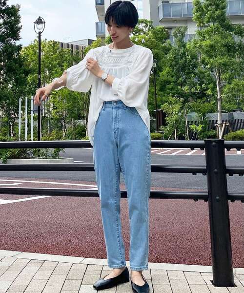 THE SHOP TK (ザ ショップ ティーケー )の「◆【EDWIN別注】スリムデニムパンツ(デニムパンツ・レディース・ネイビー/ホワイト系/ブルー・11/12/13)」の4枚目の写真