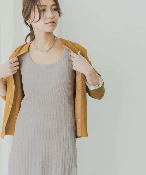 KBF+（ケービーエフプラス）の「KBF+　ニットキャミワンピース（ワンピース・レディース・ベージュ/グレー・ONE）」の11枚目の写真