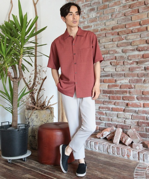 UNION STATION（ユニオンステーション）の「オープンカラー半袖シャツ【AIR LIGHT -Flux version-】（シャツ/ブラウス・メンズ・ネイビー/ライトベージュ/レッド/グレー系その他/ライトブルー・M/L/LL）」の6枚目の写真