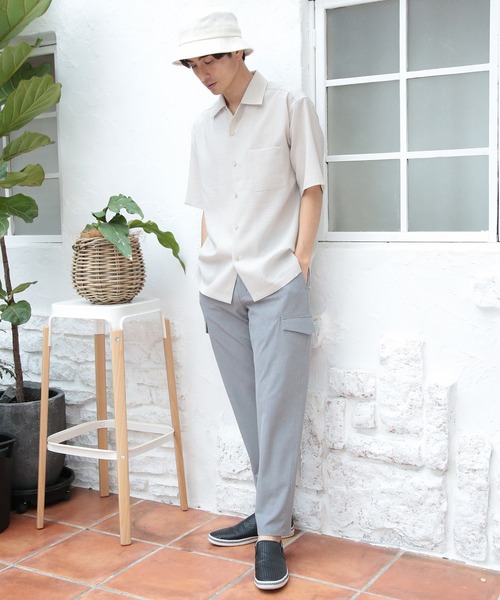 UNION STATION（ユニオンステーション）の「オープンカラー半袖シャツ【AIR LIGHT -Flux version-】（シャツ/ブラウス・メンズ・ネイビー/ライトベージュ/レッド/グレー系その他/ライトブルー・M/L/LL）」の8枚目の写真