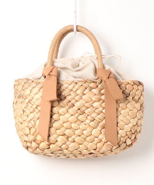 Lugnoncure（ルノンキュール）の「リボンフリンジ付ミニかごトート（トートバッグ・レディース・オレンジ/キャメル/グリーン・ﾌﾘ-）」の3枚目の写真