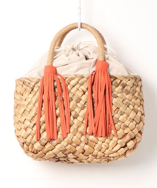 Lugnoncure（ルノンキュール）の「リボンフリンジ付ミニかごトート（トートバッグ・レディース・オレンジ/キャメル/グリーン・ﾌﾘ-）」の7枚目の写真