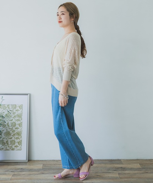 ITEMS URBANRESEARCH（アイテムズ アーバンリサーチ）の「透かし編みニットカーディガン（カーディガン/ボレロ・レディース・モカ/ベージュ/グリーン・FREE）」の7枚目の写真