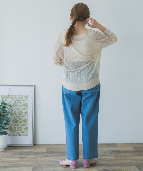 ITEMS URBANRESEARCH（アイテムズ アーバンリサーチ）の「透かし編みニットカーディガン（カーディガン/ボレロ・レディース・モカ/ベージュ/グリーン・FREE）」の8枚目の写真