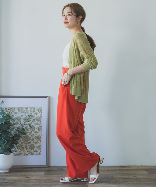 ITEMS URBANRESEARCH（アイテムズ アーバンリサーチ）の「透かし編みニットカーディガン（カーディガン/ボレロ・レディース・モカ/ベージュ/グリーン・FREE）」の13枚目の写真