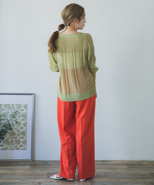 ITEMS URBANRESEARCH（アイテムズ アーバンリサーチ）の「透かし編みニットカーディガン（カーディガン/ボレロ・レディース・モカ/ベージュ/グリーン・FREE）」の15枚目の写真