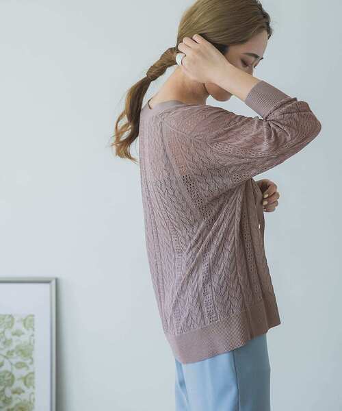 ITEMS URBANRESEARCH（アイテムズ アーバンリサーチ）の「透かし編みニットカーディガン（カーディガン/ボレロ・レディース・モカ/ベージュ/グリーン・FREE）」の17枚目の写真