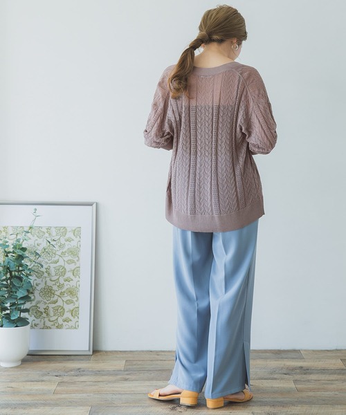 ITEMS URBANRESEARCH（アイテムズ アーバンリサーチ）の「透かし編みニットカーディガン（カーディガン/ボレロ・レディース・モカ/ベージュ/グリーン・FREE）」の20枚目の写真