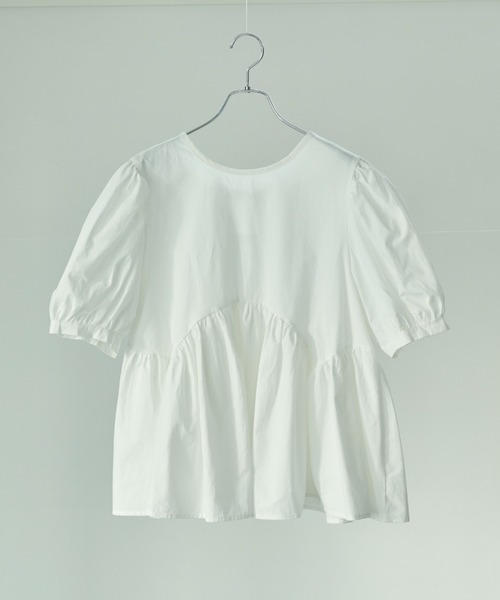 ECRIRE（エクリール）の「バックリボンフレアブラウス（シャツ/ブラウス・レディース・ブラック/オフホワイト・フリー）」の12枚目の写真