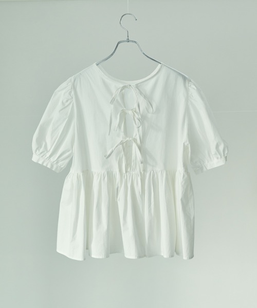 ECRIRE（エクリール）の「バックリボンフレアブラウス（シャツ/ブラウス・レディース・ブラック/オフホワイト・フリー）」の10枚目の写真