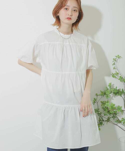 SENSE OF PLACE by URBAN RESEARCH（センスオブプレイスバイアーバンリサーチ）の「ボリュームスリーブティアードチュニック（シャツ/ブラウス・レディース・ブラック/ベージュ/オフホワイト・ONE）」の5枚目の写真