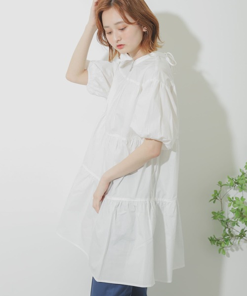 SENSE OF PLACE by URBAN RESEARCH（センスオブプレイスバイアーバンリサーチ）の「ボリュームスリーブティアードチュニック（シャツ/ブラウス・レディース・ブラック/ベージュ/オフホワイト・ONE）」の6枚目の写真