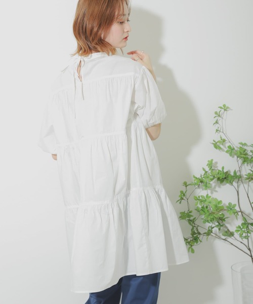 SENSE OF PLACE by URBAN RESEARCH（センスオブプレイスバイアーバンリサーチ）の「ボリュームスリーブティアードチュニック（シャツ/ブラウス・レディース・ブラック/ベージュ/オフホワイト・ONE）」の9枚目の写真