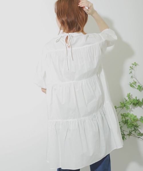 SENSE OF PLACE by URBAN RESEARCH（センスオブプレイスバイアーバンリサーチ）の「ボリュームスリーブティアードチュニック（シャツ/ブラウス・レディース・ブラック/ベージュ/オフホワイト・ONE）」の10枚目の写真