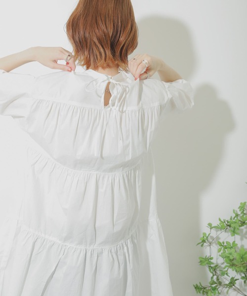 SENSE OF PLACE by URBAN RESEARCH（センスオブプレイスバイアーバンリサーチ）の「ボリュームスリーブティアードチュニック（シャツ/ブラウス・レディース・ブラック/ベージュ/オフホワイト・ONE）」の11枚目の写真