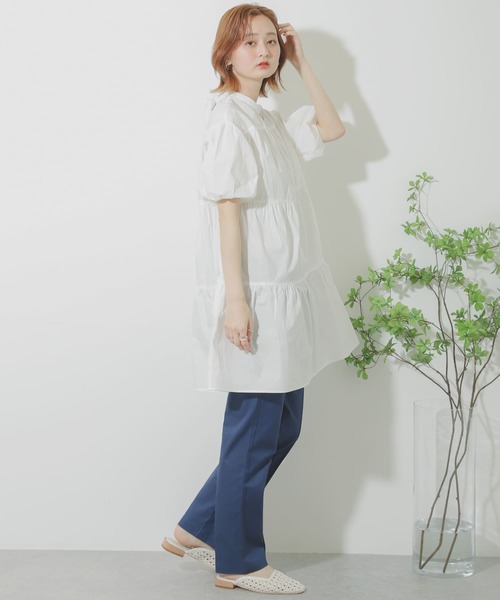 SENSE OF PLACE by URBAN RESEARCH（センスオブプレイスバイアーバンリサーチ）の「ボリュームスリーブティアードチュニック（シャツ/ブラウス・レディース・ブラック/ベージュ/オフホワイト・ONE）」の15枚目の写真