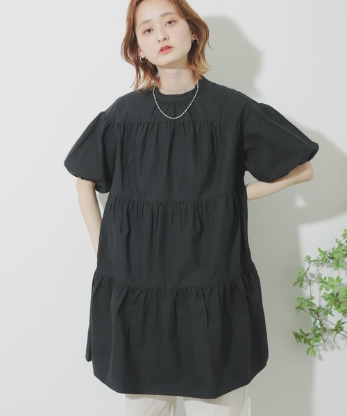 SENSE OF PLACE by URBAN RESEARCH（センスオブプレイスバイアーバンリサーチ）の「ボリュームスリーブティアードチュニック（シャツ/ブラウス・レディース・ブラック/ベージュ/オフホワイト・ONE）」の18枚目の写真