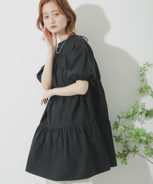 SENSE OF PLACE by URBAN RESEARCH（センスオブプレイスバイアーバンリサーチ）の「ボリュームスリーブティアードチュニック（シャツ/ブラウス・レディース・ブラック/ベージュ/オフホワイト・ONE）」の20枚目の写真