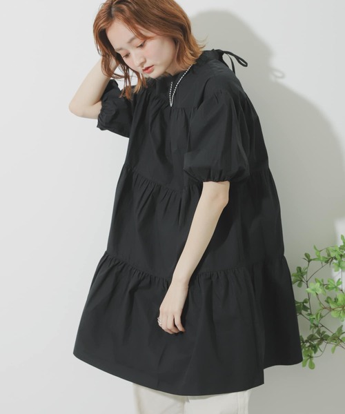 SENSE OF PLACE by URBAN RESEARCH（センスオブプレイスバイアーバンリサーチ）の「ボリュームスリーブティアードチュニック（シャツ/ブラウス・レディース・ブラック/ベージュ/オフホワイト・ONE）」の21枚目の写真