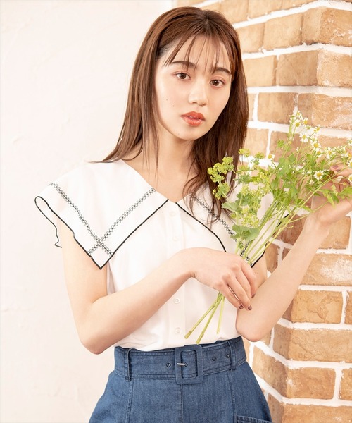 WILLSELECTION(ウィルセレクション)の「デシンBIGカラーブラウス(シャツ/ブラウス・レディース・オフホワイト/ブラック・MEDIUM)」の1枚目の写真