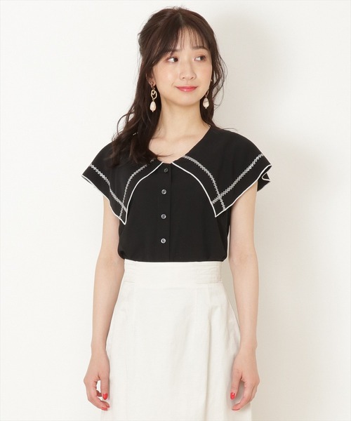 WILLSELECTION(ウィルセレクション)の「デシンBIGカラーブラウス(シャツ/ブラウス・レディース・オフホワイト/ブラック・MEDIUM)」の2枚目の写真